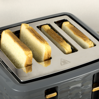 HOMCOM 1.7L Kettle & 4-Slice Toaster Set, Rapid Boil, Grey, 7 Browning Levels