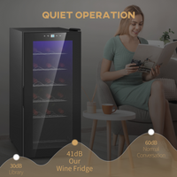 HOMCOM 50L Wine Cooler Fridge 18 Bottles Undercounter Glass Door LED 41dB