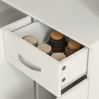 HOMCOM Freestanding Kitchen Cupboard, Storage Cabinet with Doors Cream White