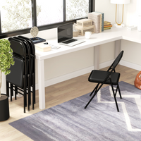 HOMCOM 4 Pack Padded Folding Chairs with Cushioned Seat and Metal Frame Black