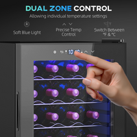 HOMCOM 86L Dual Zone Wine Cooler, Black, 5–18°C Touch Control, UV Glass Door
