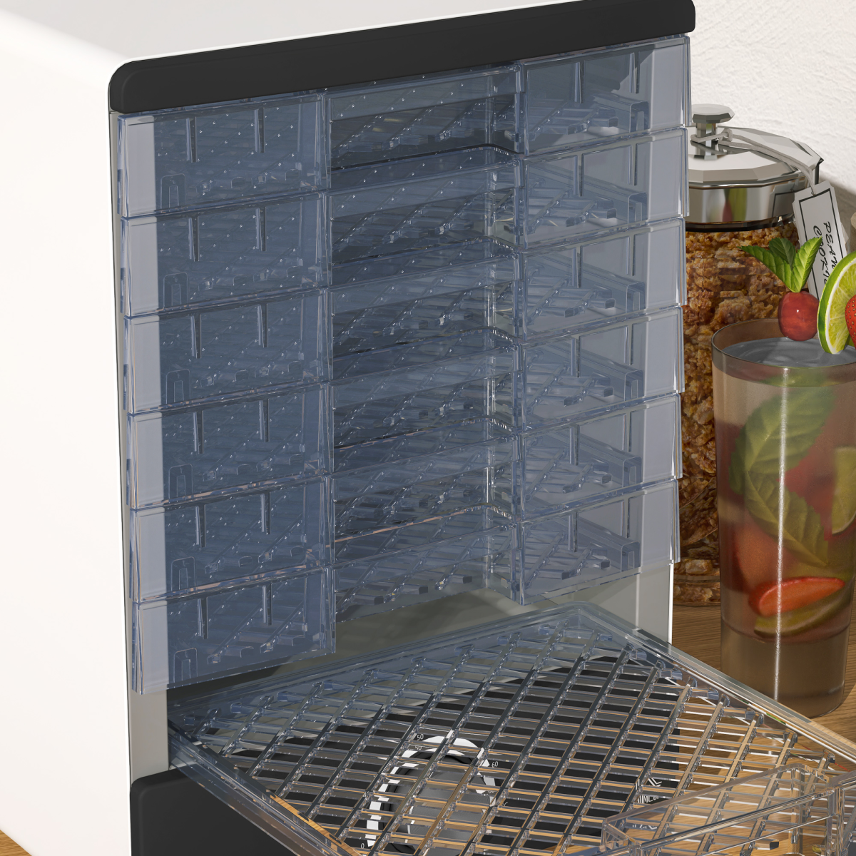HOMCOM Food Dehydrator 7 Tray Stainless Steel Hot Air Dryer 40-70°C Fruit Meat White