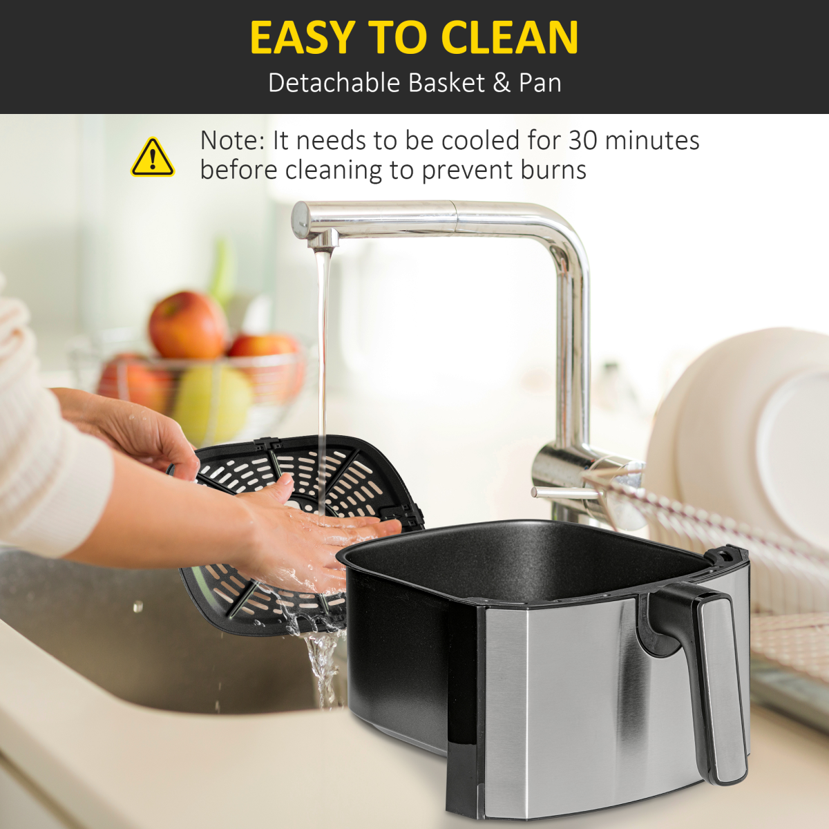 HOMCOM 1700W Air Fryer 6.5L Digital Timer LED Low Fat Rapid Air Fryer Oven