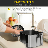 HOMCOM 1700W Air Fryer 6.5L Digital Timer LED Low Fat Rapid Air Fryer Oven