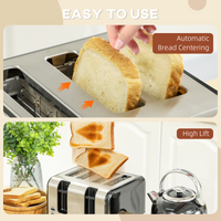 HOMCOM 1.7L 3000W Kettle & 4-Slice Toaster Set with Fast Boil, Black