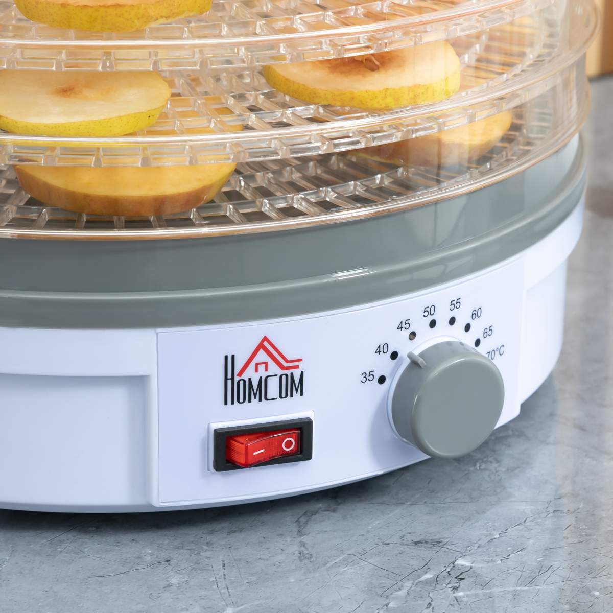 5 Tier Food Dehydrator 245W Stainless Steel Dryer Timer LCD 35-70°C White