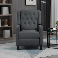HOMCOM Button Tufted Microfibre Recliner Armchair with Push Back 135° Grey