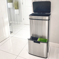 HOMCOM Motion Sensor Rubbish Bin 72L 3 Compartments Stainless Steel Look Lid