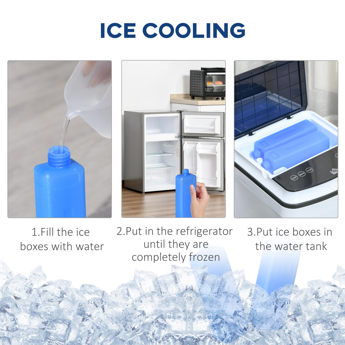 HOMCOM 3-in-1 Portable Air Cooler 4L Tank 7.5H Timer Remote White 25㎡
