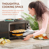 HOMCOM 36L Toaster Oven 2 Hot Plates 2600W Grill Roast Bake with Timer Black UK