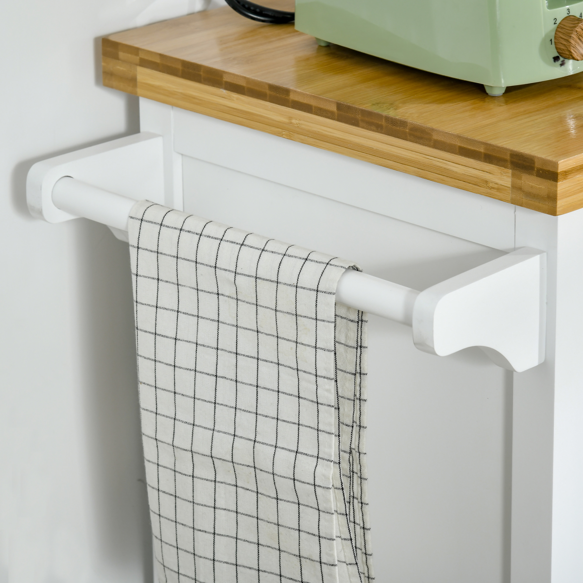 Rolling Kitchen Cart Storage Trolley with Drawer Towel Rail White UK
