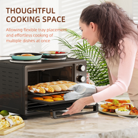 HOMCOM 28L Toaster Oven 2 Hot Plates Grill Roast Bake Countertop 2600W Black