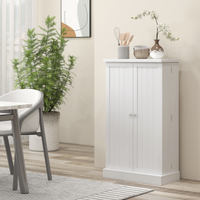 HOMCOM White Kitchen Cupboard Double Doors 5-Tier Shelf 12 Spice Racks