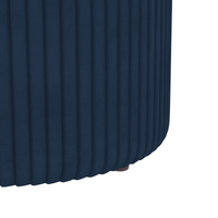 HOMCOM Dark Blue Round Storage Pouffe Footstool, Cushioned Top, Velvet, UK