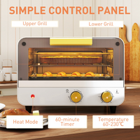 HOMCOM 12L Mini Toaster Oven 750W Countertop, Glass Door, White