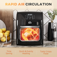 HOMCOM 12L Air Fryer Oven 8 Presets 1800W Rapid Air Circulation Rotisserie Black