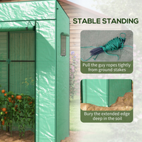 Outsunny Walk-in Garden Green House with Large Roll-up Door and 2 Mesh Windows