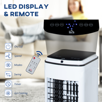 HOMCOM 3-in-1 Portable Air Cooler 4L Tank 7.5H Timer Remote White 25㎡