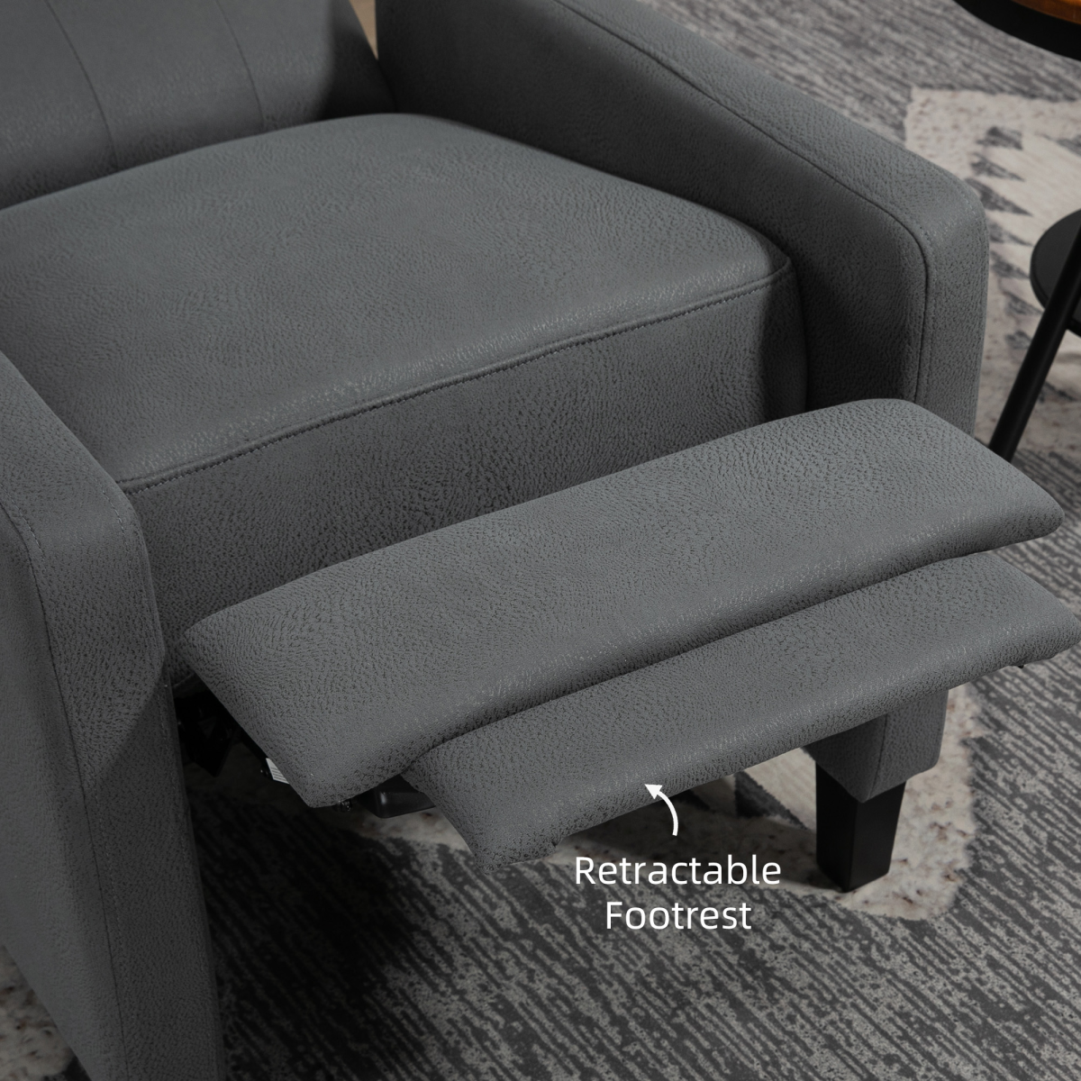 HOMCOM Button Tufted Microfibre Recliner Armchair with Push Back 135° Grey