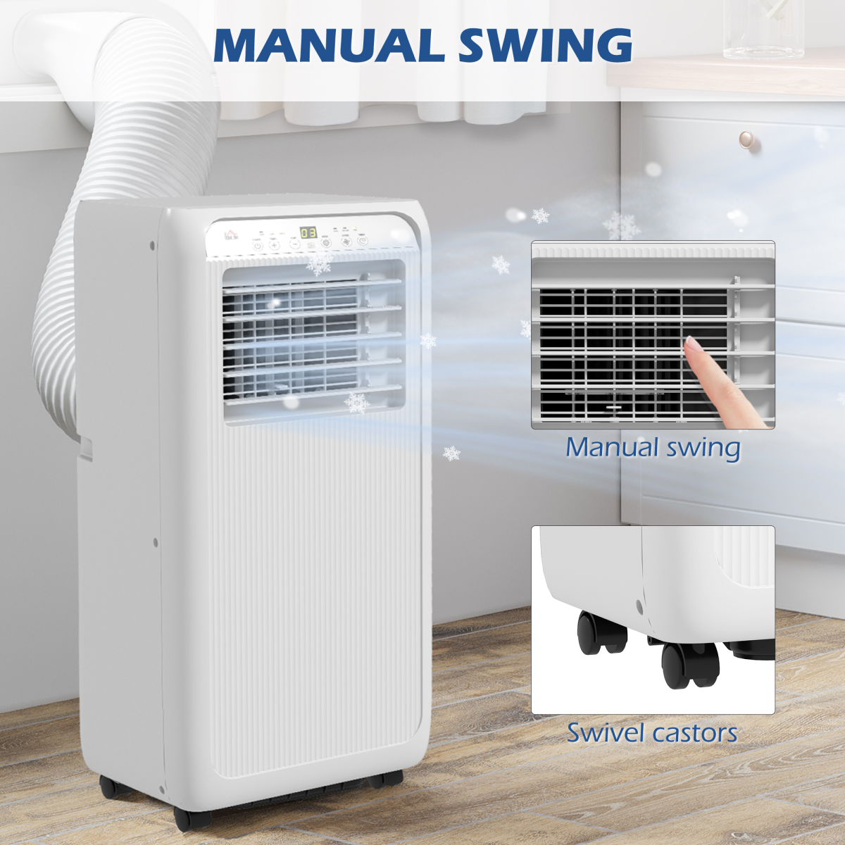 HOMCOM 9000BTU Portable Air Conditioner 20m² Dehumidifier Timer Remote White