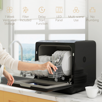 HOMCOM Countertop Dishwasher 4 Place Settings Dual Water Supply 6 Programs Black