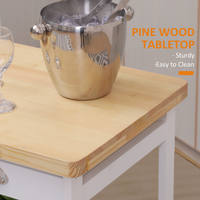 Kitchen Island Trolley 74W x 37D x 76Hcm White Pine Worktop 6-Bottle Wine Rack