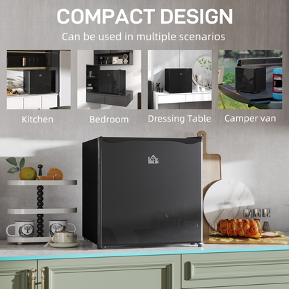 HOMCOM 46L Tabletop Mini Fridge with Chiller Box, Adjustable 0-8℃, Black