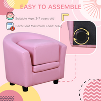 HOMCOM Kids Mini Sofa Armchair with Ottoman, Playroom Bedroom, Pink & Black 45kg