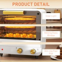 HOMCOM 12L Mini Toaster Oven 750W Countertop, Glass Door, White