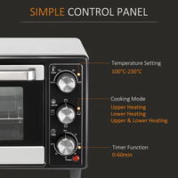 iHomeDirect 16L Mini Oven Toaster Oven with Grill Timer 1400W Adjustable Thermostat