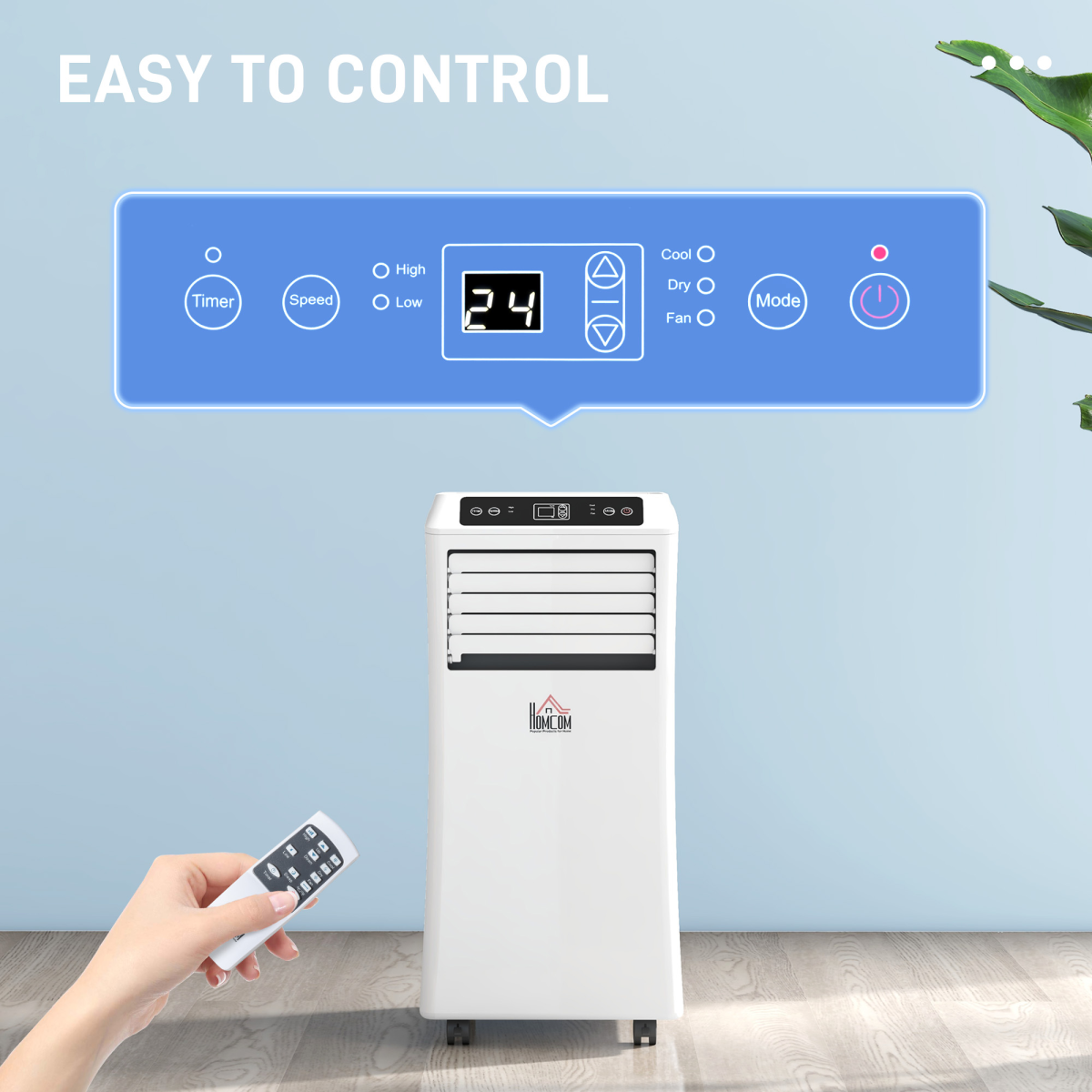 HOMCOM 1080W Portable Mobile Air Conditioner Dehumidifier Fan w RC 24hr Timer