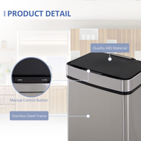 HOMCOM Motion Sensor Rubbish Bin 72L 3 Compartments Stainless Steel Look Lid