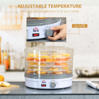 5 Tier Food Dehydrator 245W Stainless Steel Dryer Timer LCD 35-70°C White