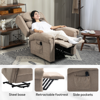 HOMCOM Power Lift Recliner Chair Elderly Remote Control Khaki 150° 135kg