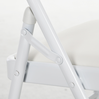 HOMCOM 2 Pack Padded Folding Chairs Cushioned Seat Metal Frame White PU Leather