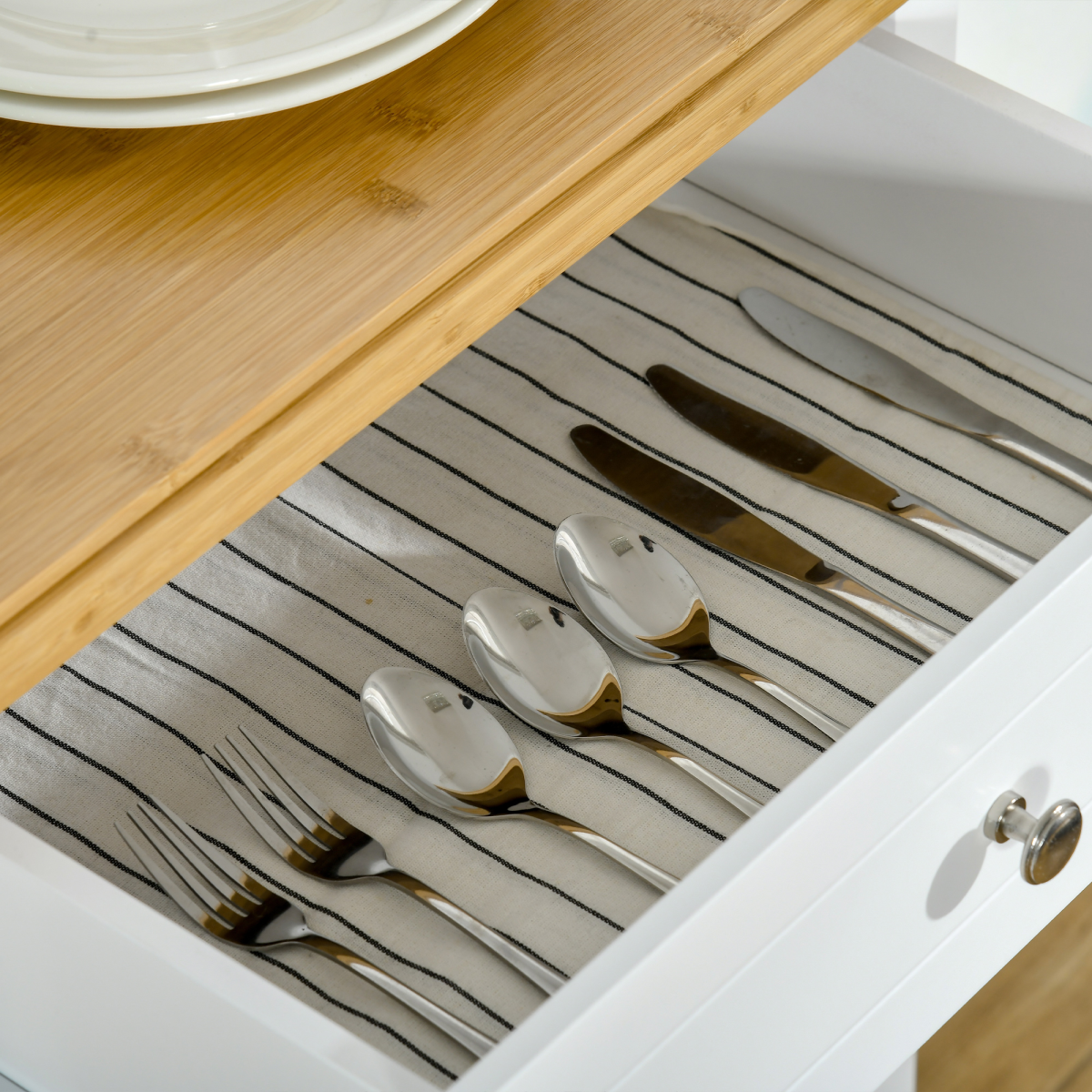 Rolling Kitchen Cart Storage Trolley with Drawer Towel Rail White UK