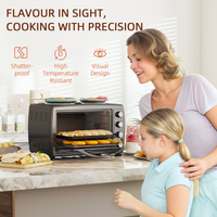 HOMCOM 36L Toaster Oven 2 Hot Plates 2600W Grill Roast Bake with Timer Black UK