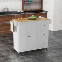 HOMCOM Kitchen Island on Wheels, Kitchen Cart with Drop Leaf, White