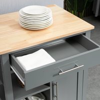 Kitchen Trolley Utility Cart on Wheels Grey with Drawer & Open Shelf Storage