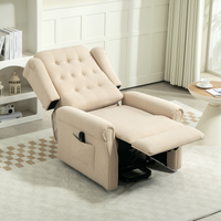 HOMCOM Power Lift Recliner Armchair Wingback Button Tufted Beige 135kg Electric Lift