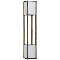 HOMCOM Shelf Floor Lamp with Dual Light, for Living Room, Bedroom, Brown