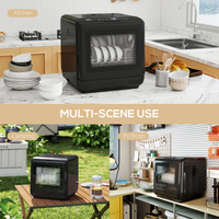 HOMCOM Countertop Dishwasher 4 Place Settings Dual Water Supply 6 Programs Black
