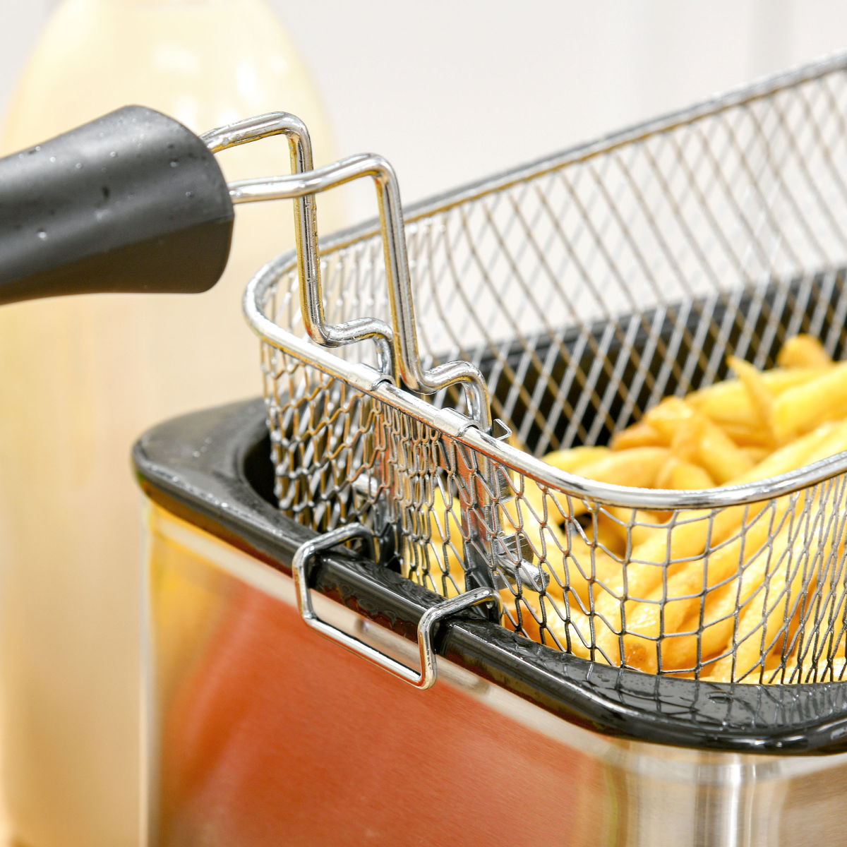 HOMCOM 3L Deep Fat Fryer 2000W Adjustable Thermostat 60min Timer Glass Lid
