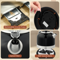 HOMCOM 1.7L 3000W Kettle & 4-Slice Toaster Set with Fast Boil, Black