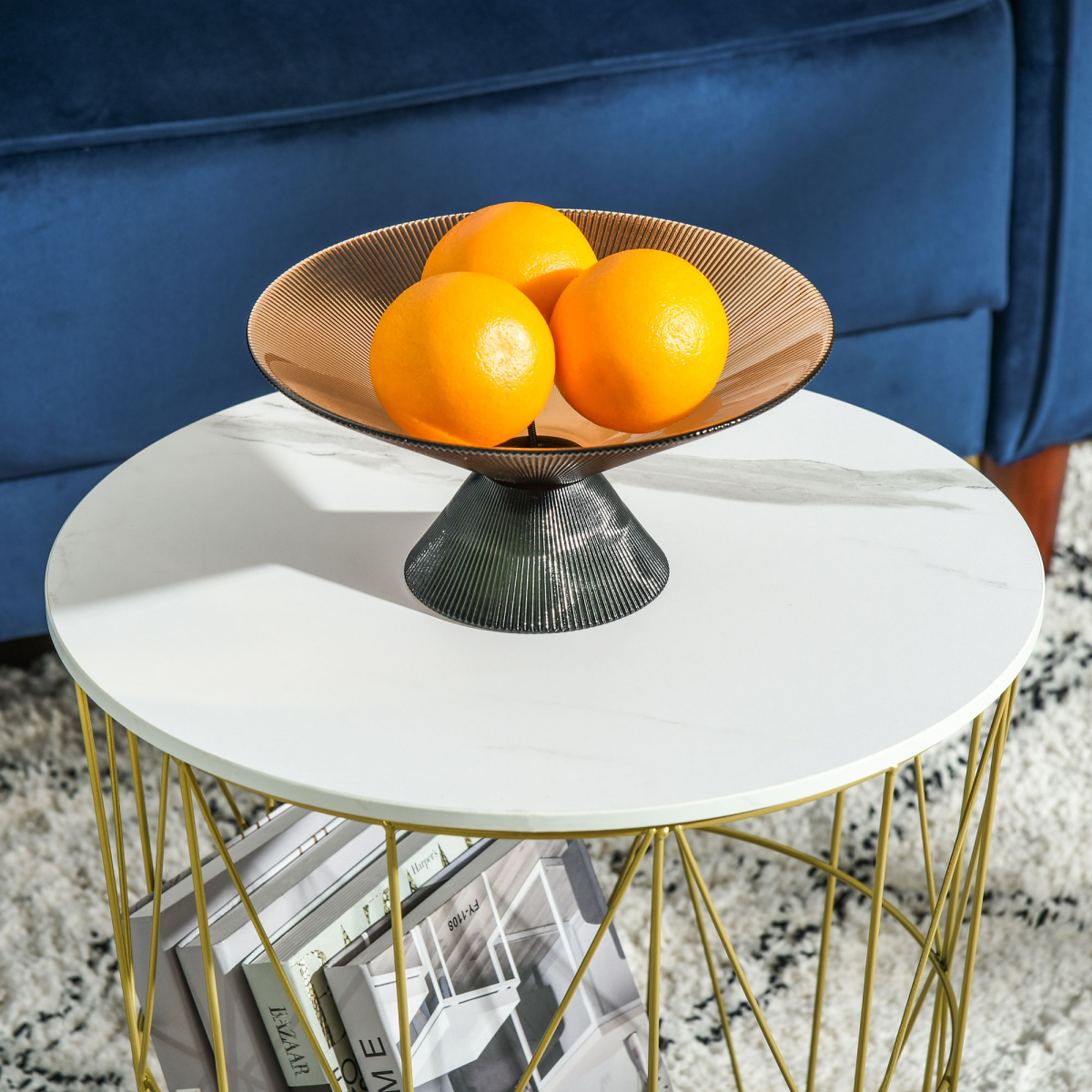 HOMCOM Set of 2 Nesting End Tables Side Tables with Basket Removable Top White
