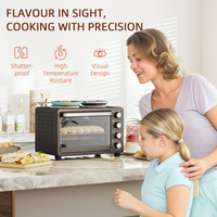 HOMCOM 28L Toaster Oven 2 Hot Plates Grill Roast Bake Countertop 2600W Black