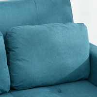 HOMCOM 2 Seater Sofa Bed Convertible Click-Clack Settee Blue w/ Cushions Pockets
