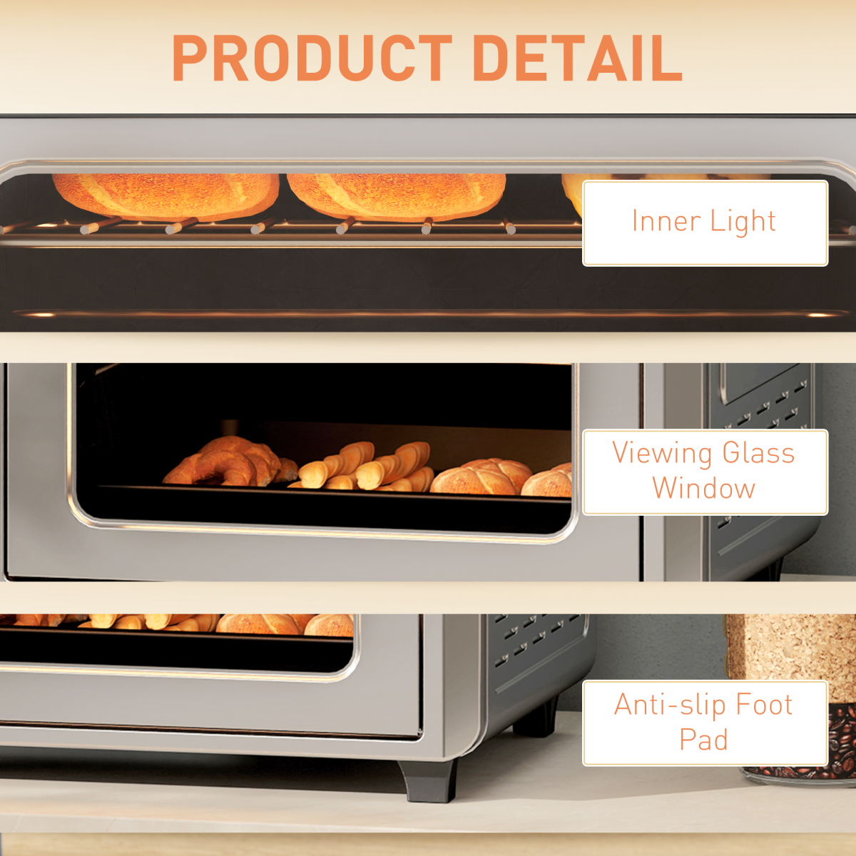 HOMCOM 24L Air Fryer Oven 1600W 90-230°C Grill Bake Roast Compact 7 Modes