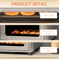 HOMCOM 24L Air Fryer Oven 1600W 90-230°C Grill Bake Roast Compact 7 Modes