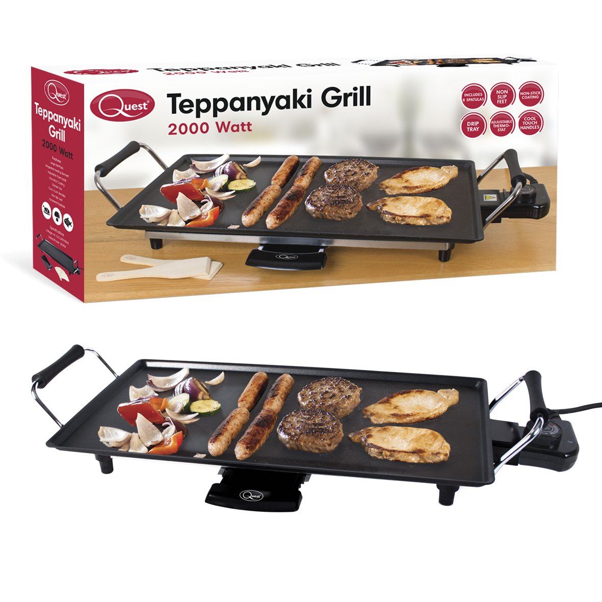 Quest Non-Stick Electric Teppanyaki Table Top Grill 35490 - UK 2500W